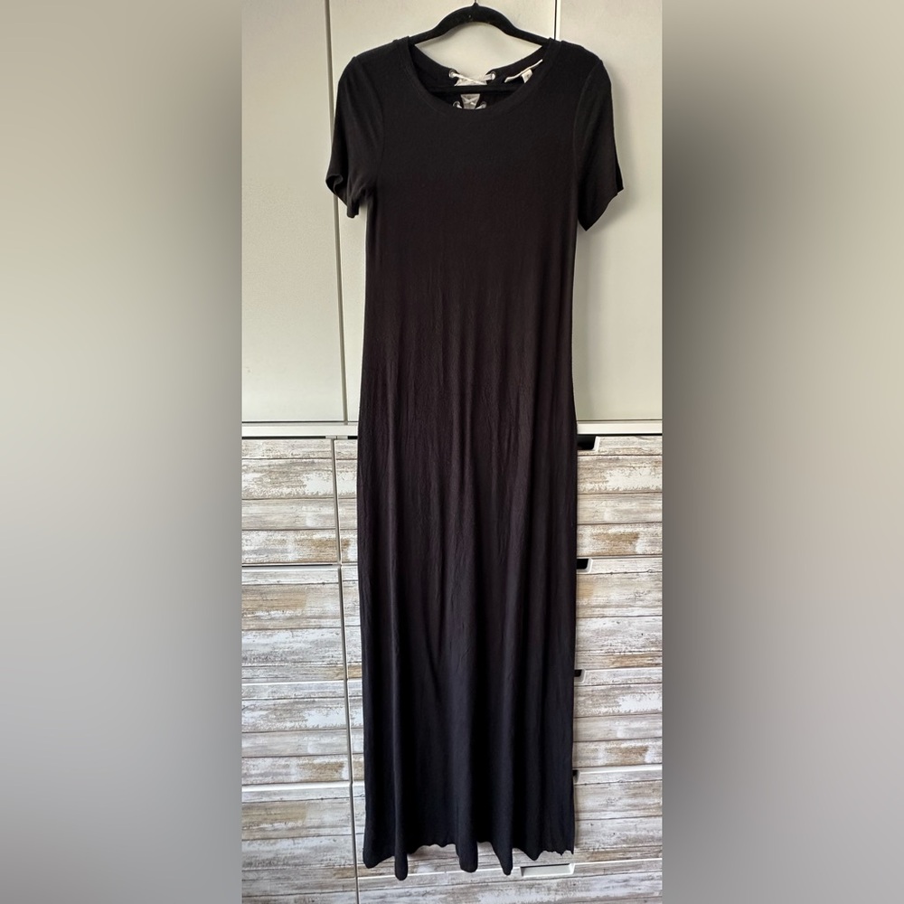 🤍 Jessica Simpson Maternity Maxi Dress M Black Lace Up Back